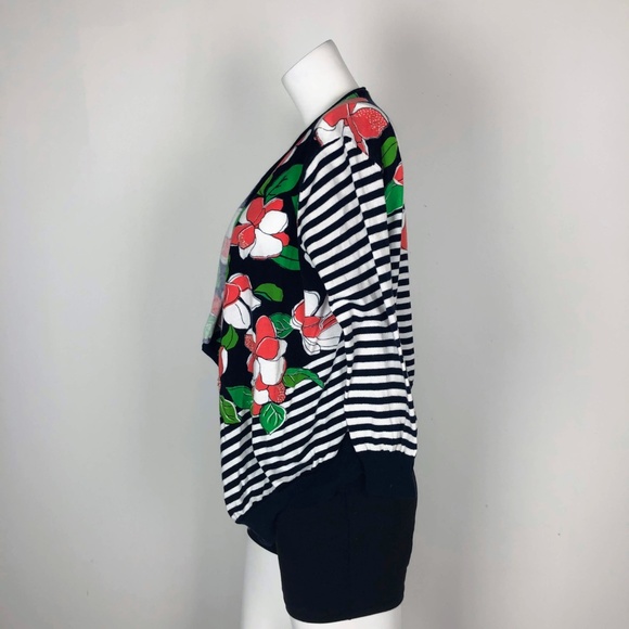 MOTH Water Garden Drape Cardigan Striped Floral - Picture 6 of 7